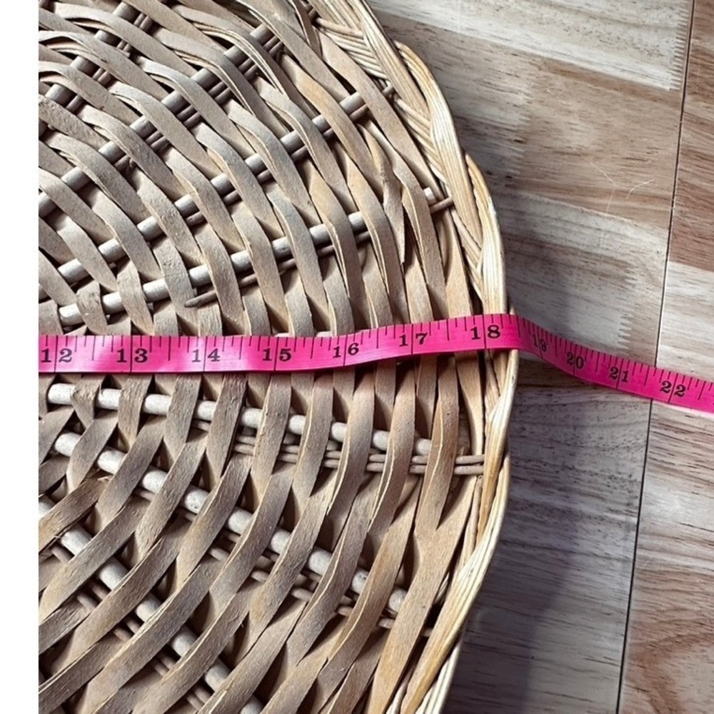 Large 18 Inch Round Wicker Rattan Woven Wall Hanging Basket Tray Boho Farmhouse - Picture 4 of 5